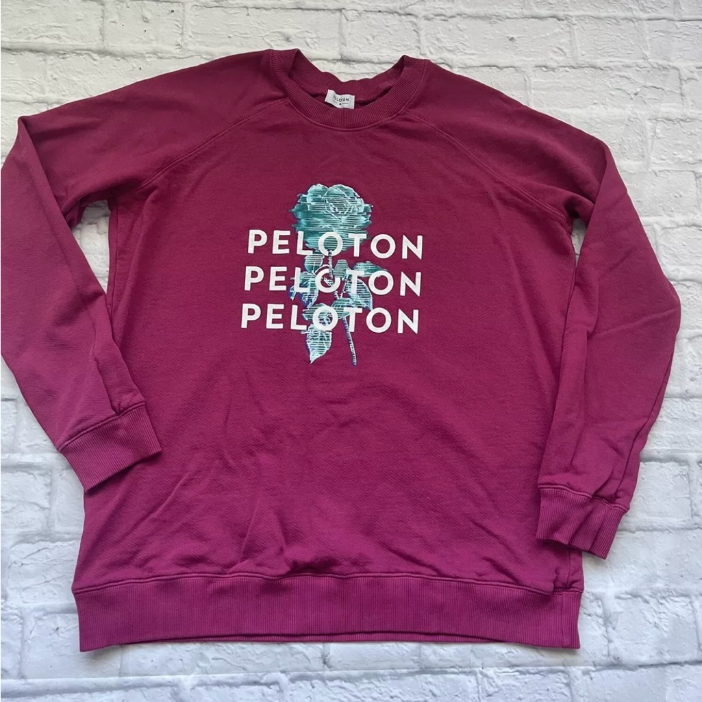 Peloton Women Oversized Pink Long Sleeve Graphic Logo Casual Sweatshirt Size M